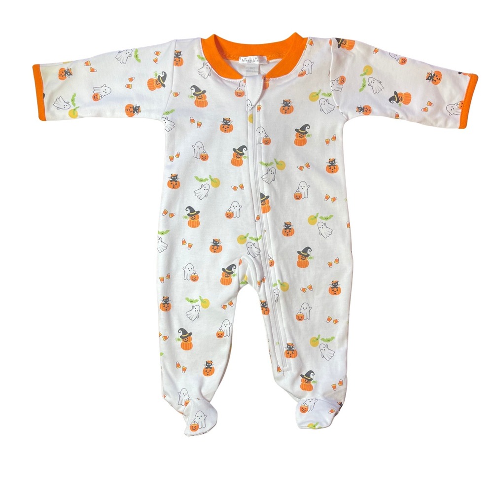 Kissy Kissy Baby 100% Cotton Halloween Footie Pajamas Ghosts Pumpkins Candy NB